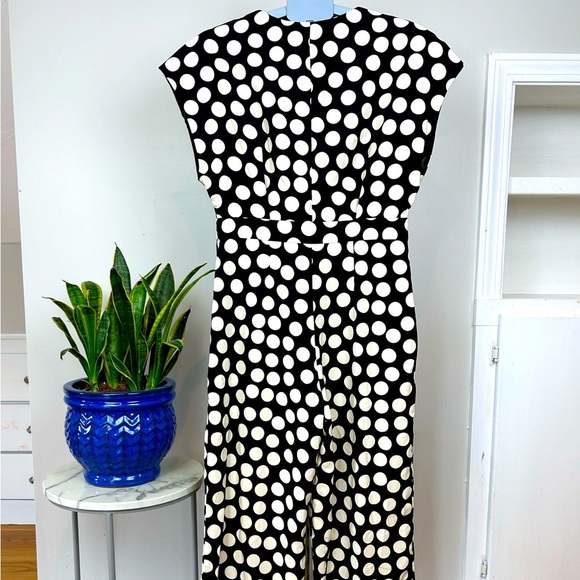 MANGO Polka Dot Print Wide Leg Sleeveless Jumpsuit - Picture 11 of 14